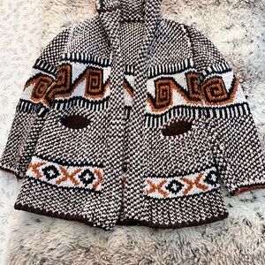 Cozy Brown and White Kids Jacket with Orange Details